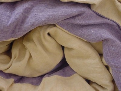 100% linen duvet cover in violet double faced in yellow linen