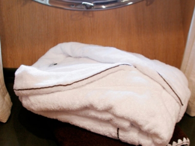 Terrycloth bathrobe with shawl neck
